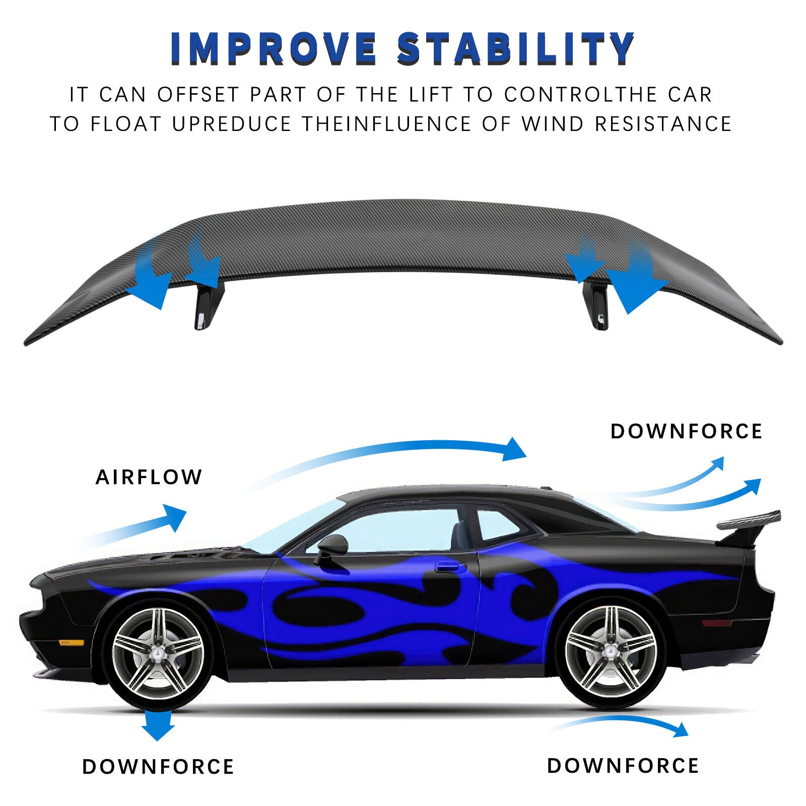 For 3 Series E90 E91 E92 M3 47" Carbon Fiber Rear Trunk Spoiler Roof Wing Lip
