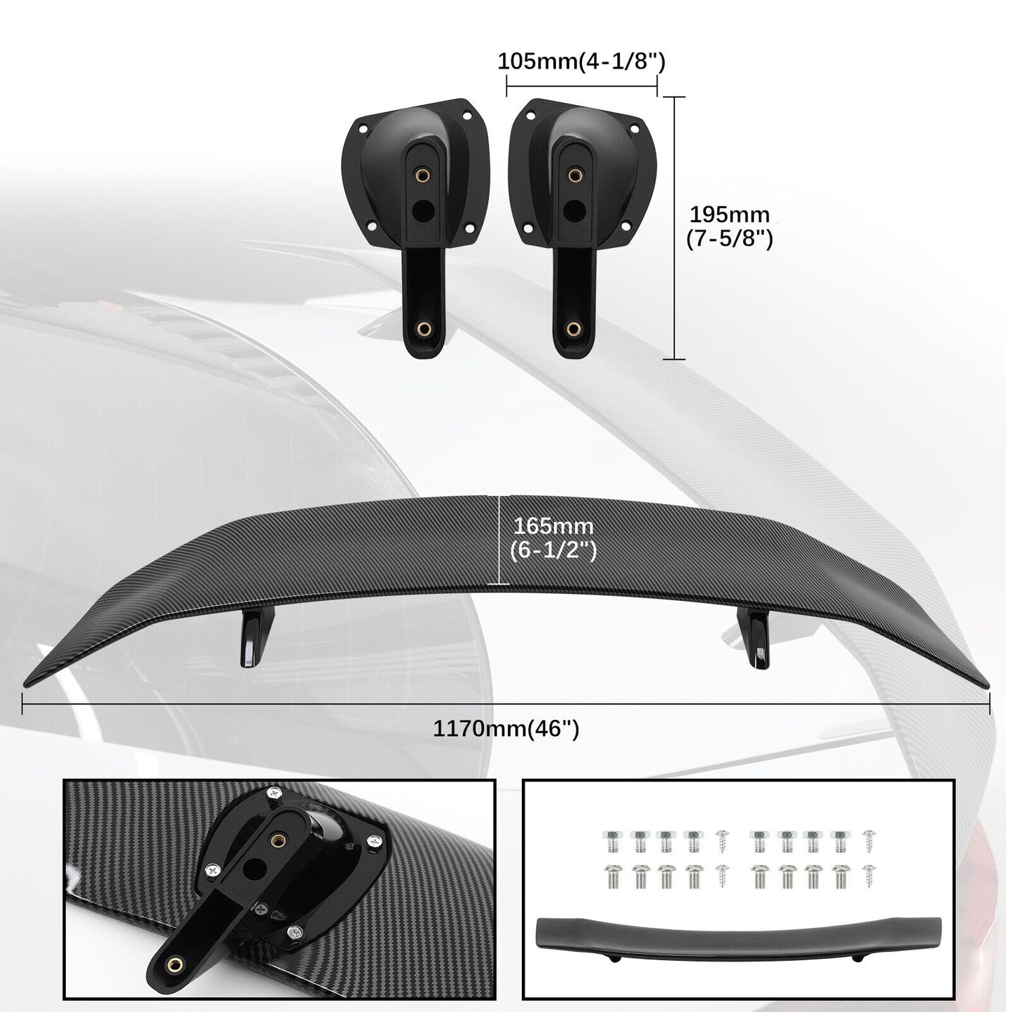 For 3 Series E90 E91 E92 M3 47" Carbon Fiber Rear Trunk Spoiler Roof Wing Lip