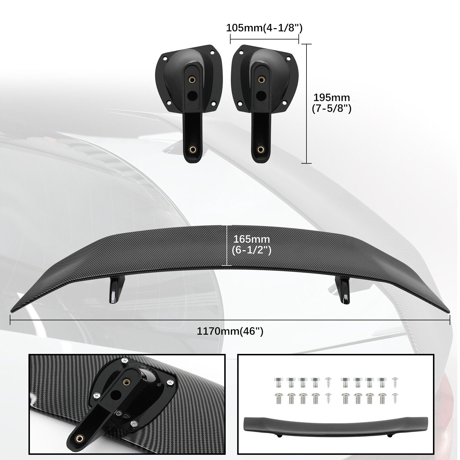 For 3 Series E90 E91 E92 M3 47" Carbon Fiber Rear Trunk Spoiler Roof Wing Lip