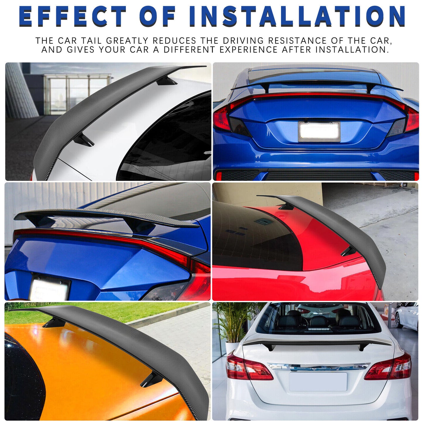 For 3 Series E90 E91 E92 M3 47" Carbon Fiber Rear Trunk Spoiler Roof Wing Lip