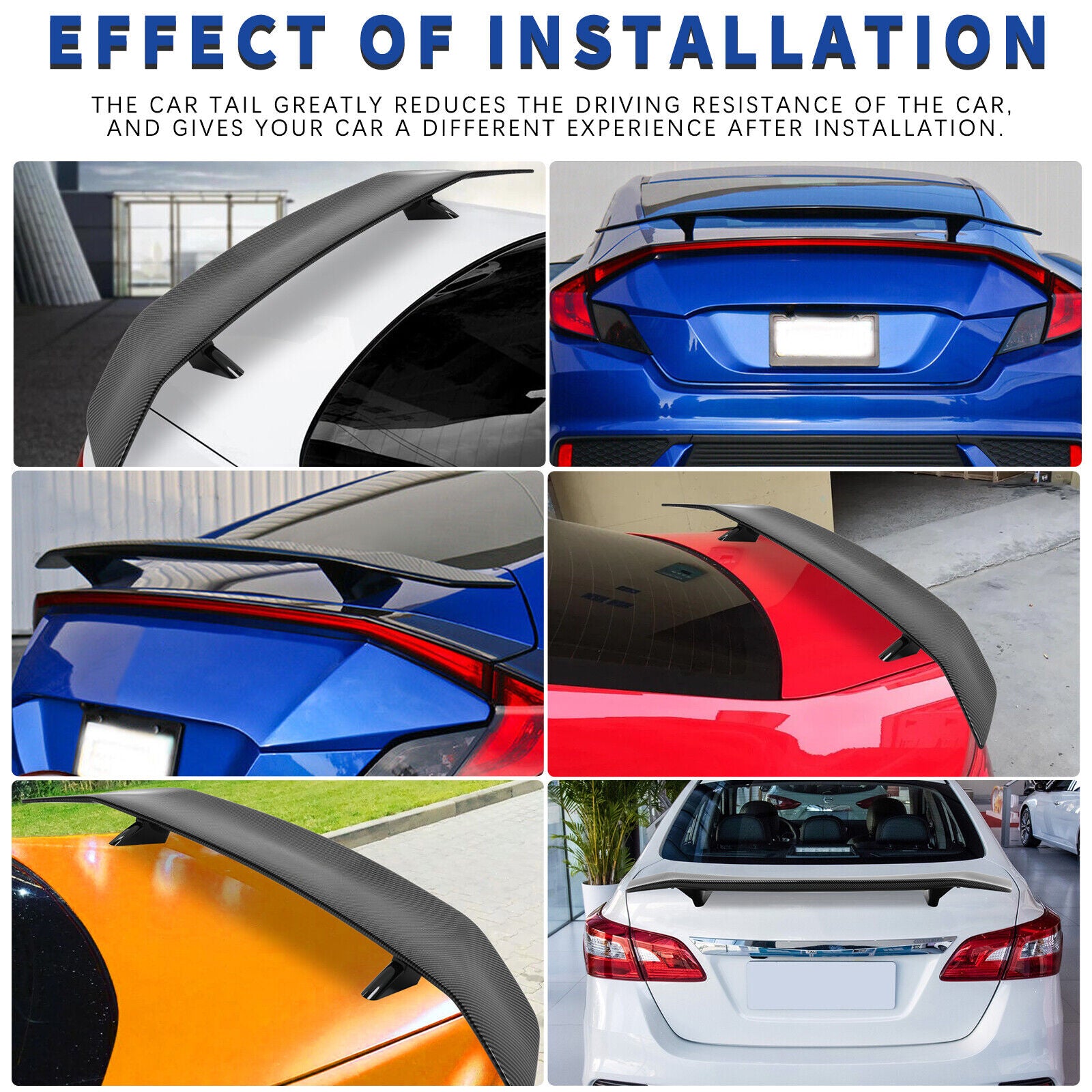 For 3 Series E90 E91 E92 M3 47" Carbon Fiber Rear Trunk Spoiler Roof Wing Lip