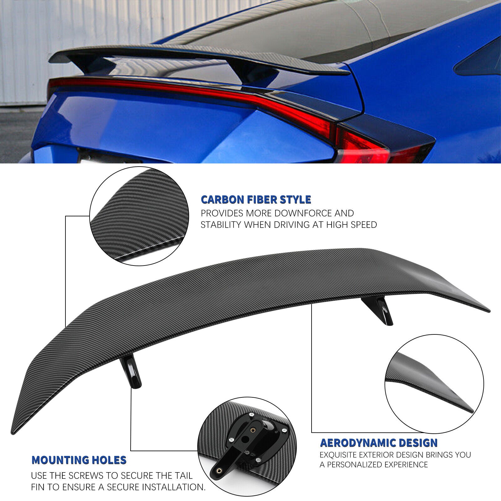 For 3 Series E90 E91 E92 M3 47" Carbon Fiber Rear Trunk Spoiler Roof Wing Lip
